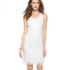 REBECCA TAYLOR Matelasse White Jacquard Lace Shift Dress Bridal Wedding Size 2